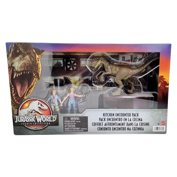 Jurassic World Legacy Collection Kitchen Encounter Playset Lex Tim Velociraptor - Picture 2 of 5